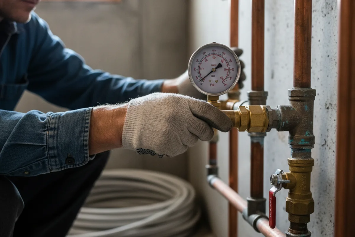 Pressure testing a repaired line during Water Line Repair in Lometa